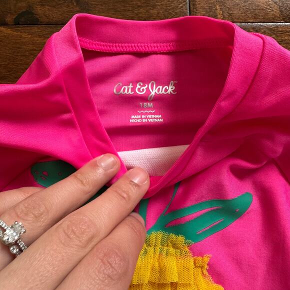 Cat and Jack Girls 18 Month Swimsuit Rash Guard Pink Pineapple Two Piece NEW - Picture 3 of 8